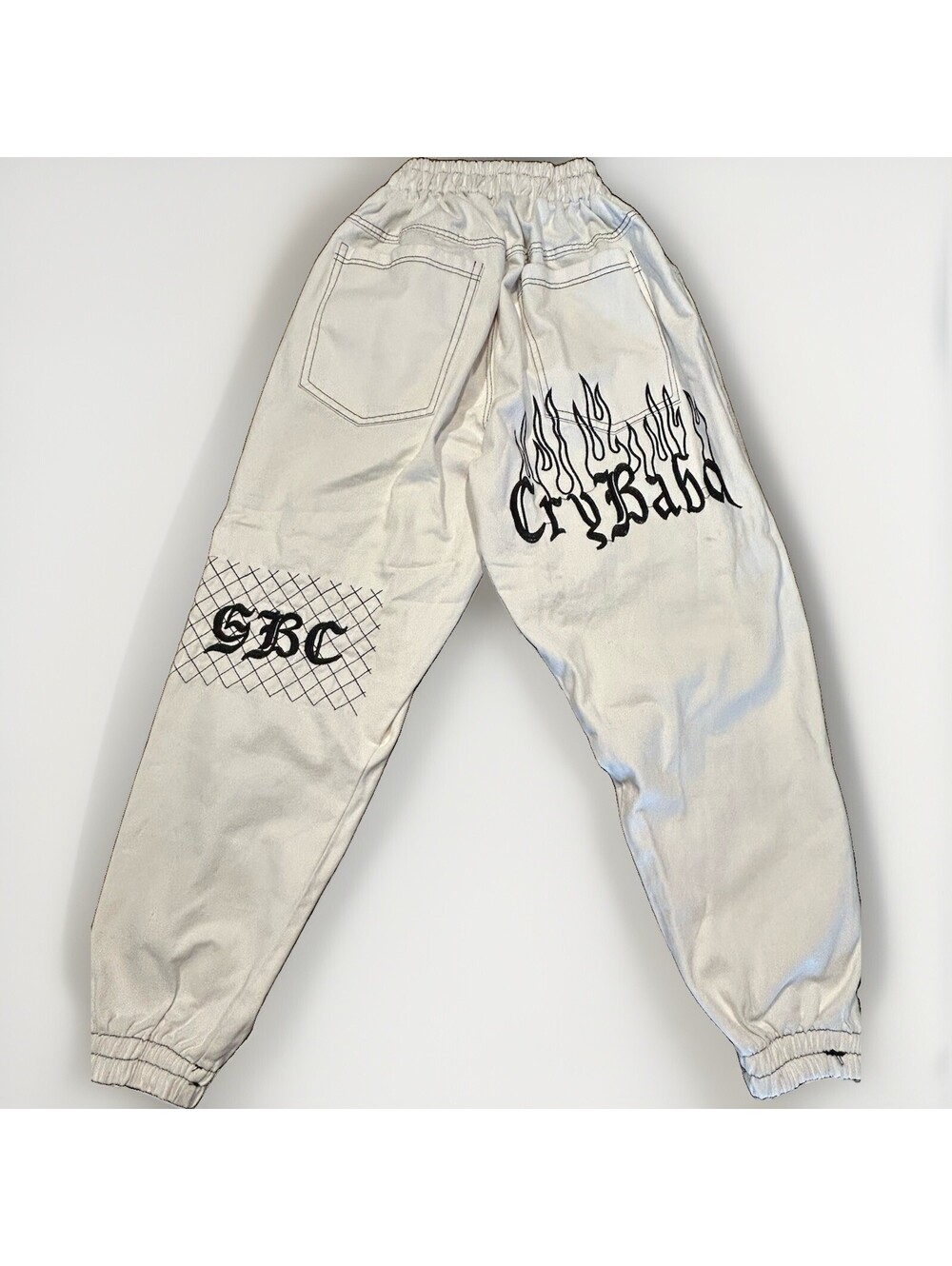 Rare Hiradmood Collection White Graphic Jogger Pants Gothic Streetwear - Picture 2 of 9
